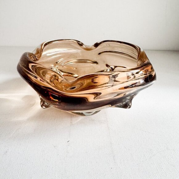 Vintage MCM Chalet Glass Light Brown Champagne Ashtray - Picture 7 of 12